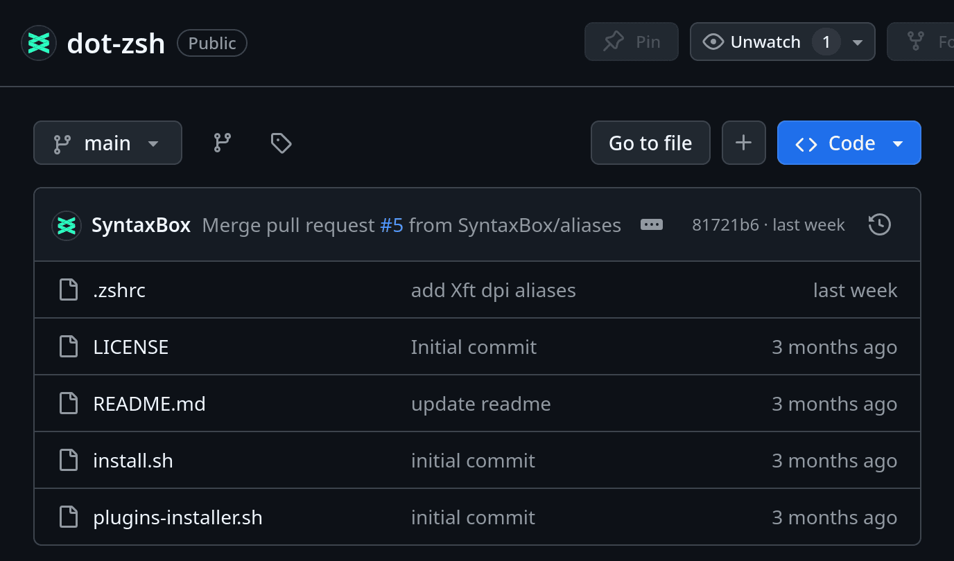 dot-zsh repository preview